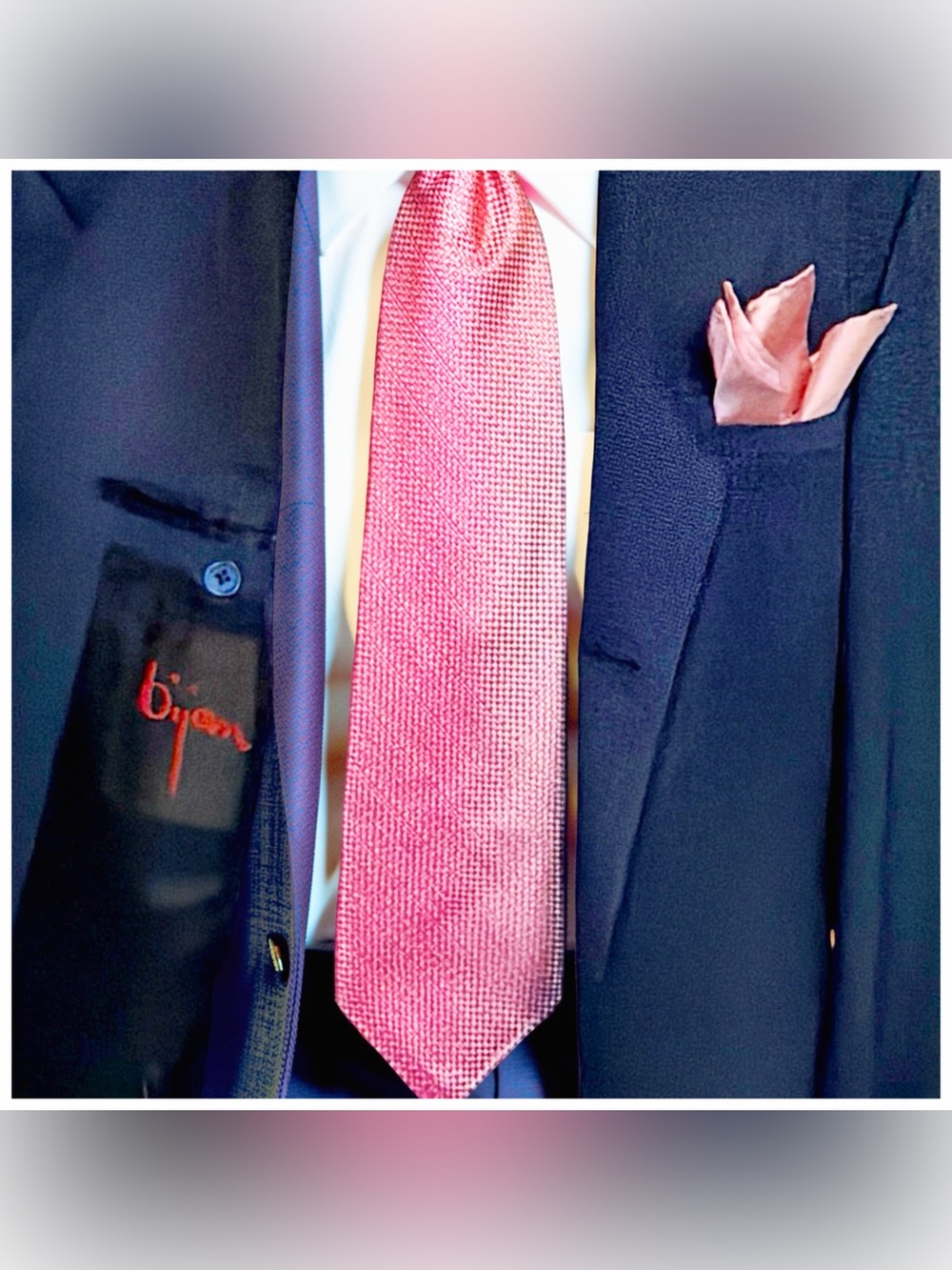 Bijan Men’s Navy Micro-Check Suit | Super 100’s Wool | Luxury Italian Tailoring - Picture 13 of 16